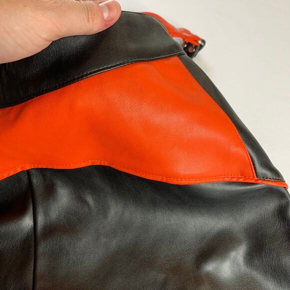 I.AM.GIA Faux Leather Moto Pants Orange Black Size M - Picture 13 of 16